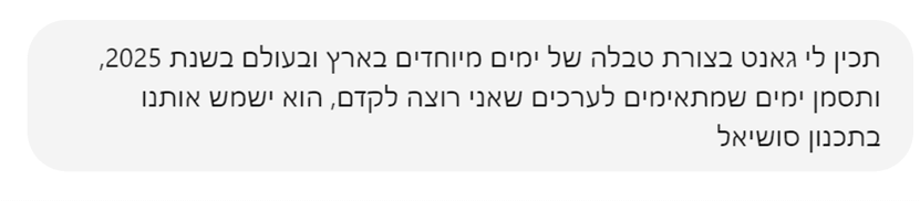 צילום מסך מתוך chatGPT עם הפרומט
